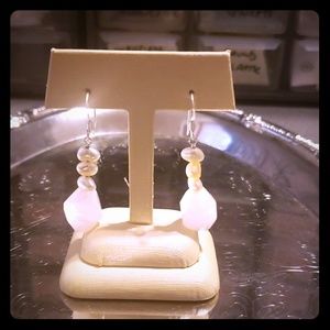 Nwt rose quartz and freshwater pearl earrings